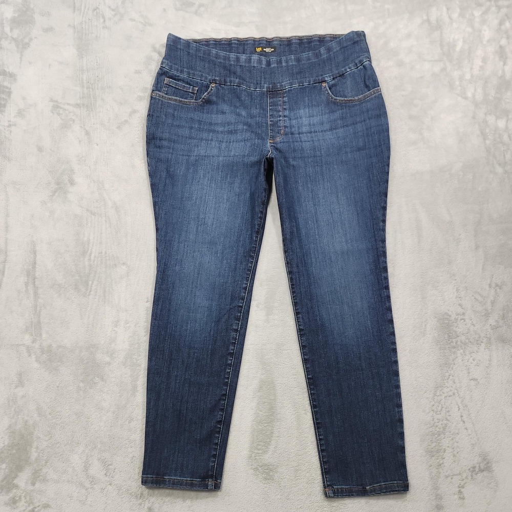 Lee Jeans Womens 22W Blue Mid Rise Slim Fit Skinny Pull On Sculpting Stretch